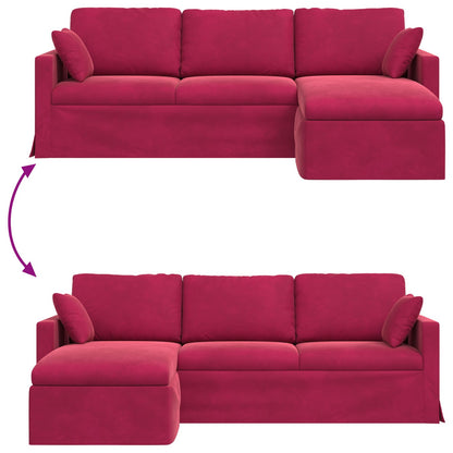 Divano Rosso Vino 228 x 134 x 80 cm Velluto | homemem39