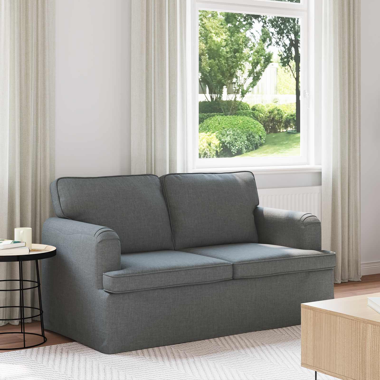 Divano Grigio scuro 144 x 80 x 85 cm Tessuto | homemem39