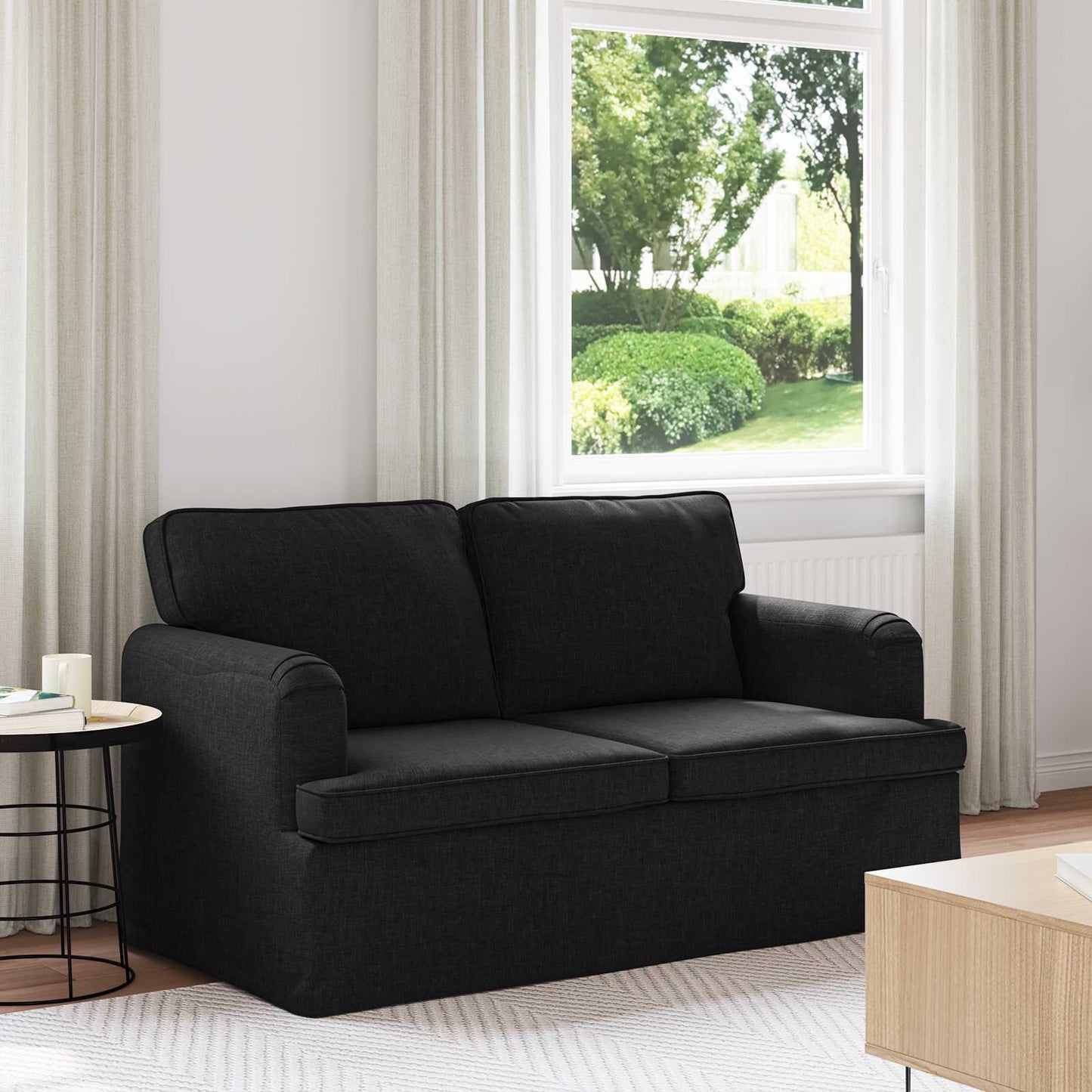 Divano Nero 144 x 80 x 85 cm Tessuto | homemem39