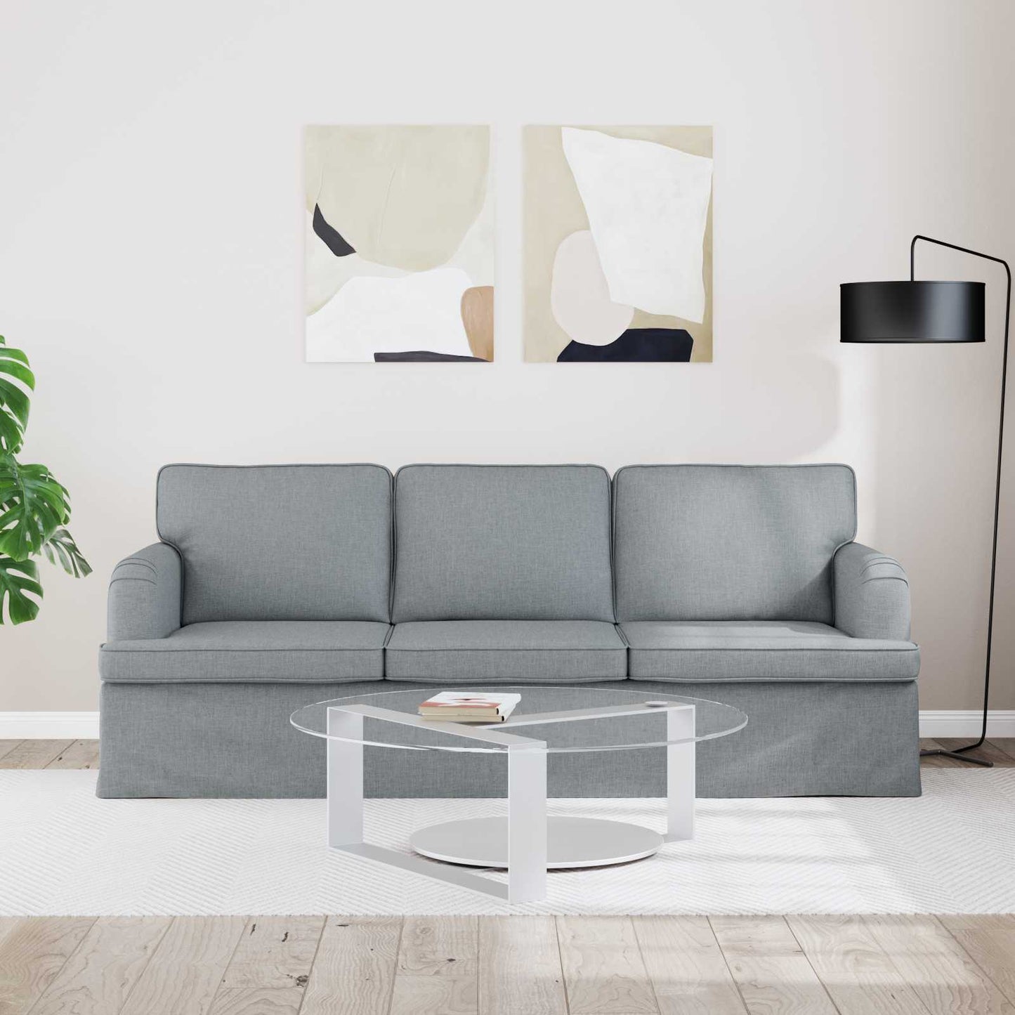 Divano Grigio chiaro 201 x 80 x 85 cm Tessuto