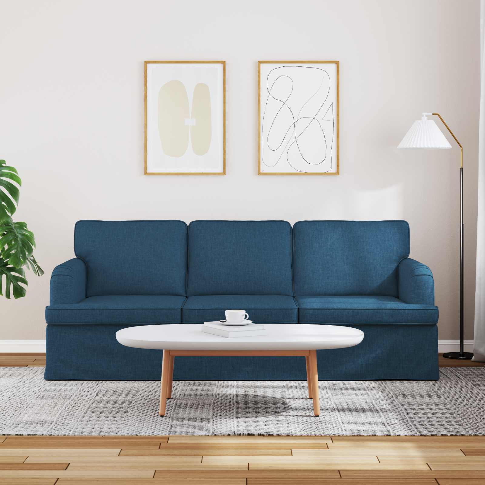 Divano Blu 201 x 80 x 85 cm Tessuto | homemem39