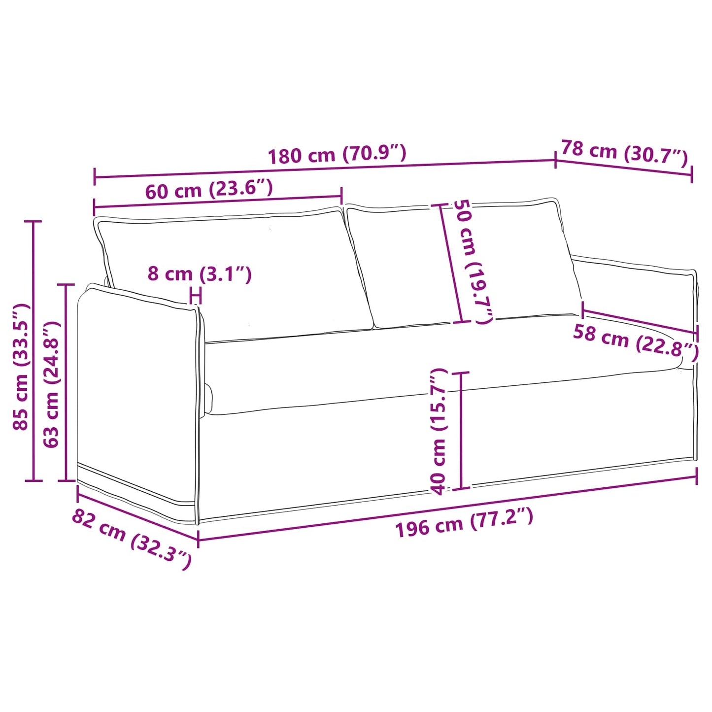 Divano Talpa 196 x 82 x 85 cm Tessuto | homemem39