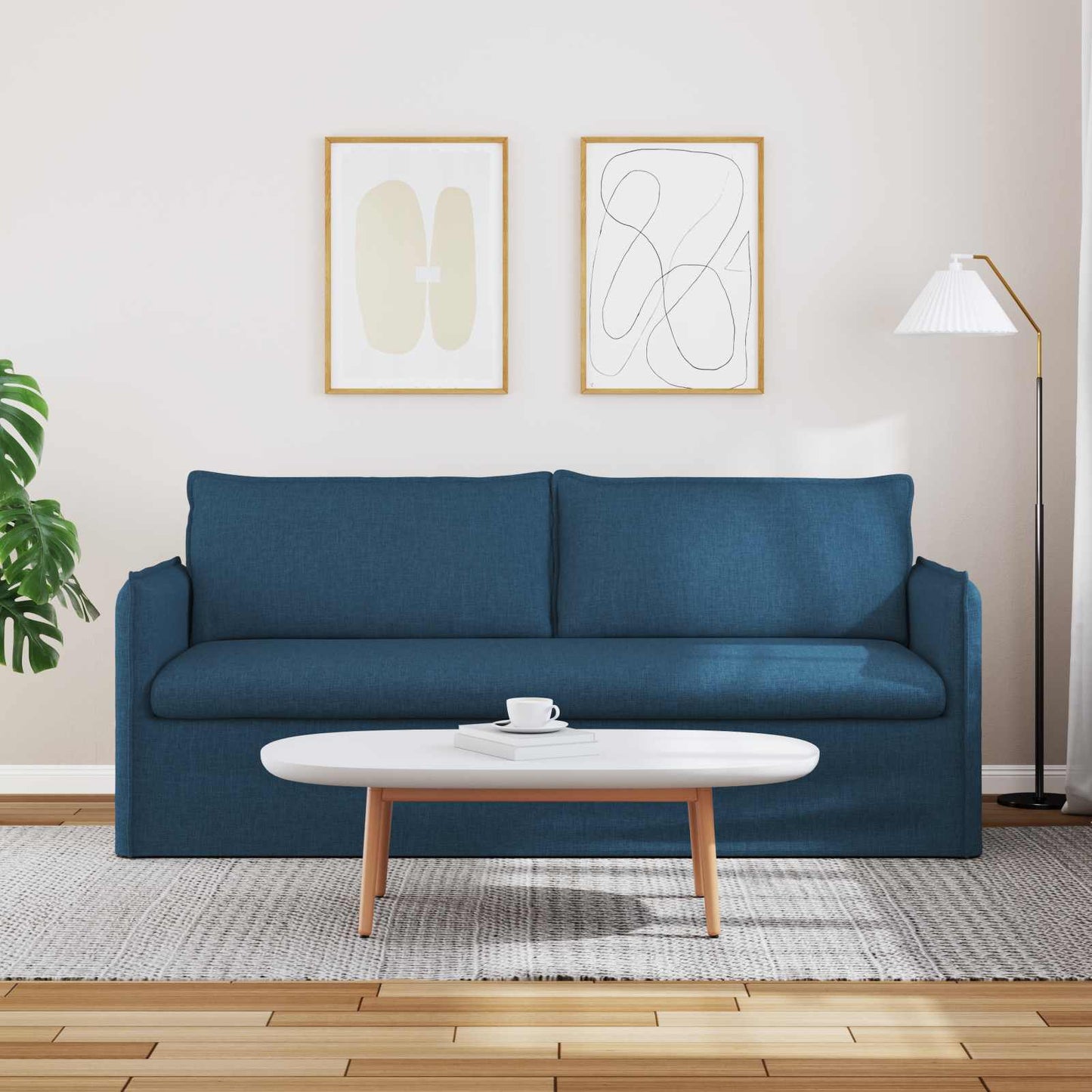 Divano Blu 196 x 82 x 85 cm Tessuto | homemem39