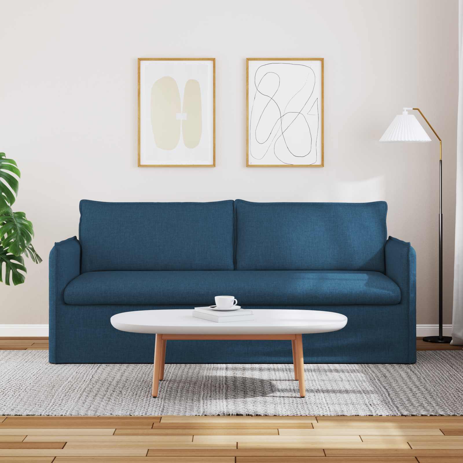 Divano Blu 196 x 82 x 85 cm Tessuto | homemem39