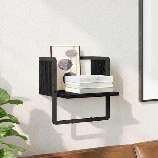Scaffale da parete con lo scaffale Rovere Nero 30 x 25 x 30 cm | homemem39