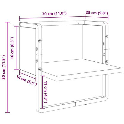 Scaffale da parete con lo scaffale Rovere Nero 30 x 25 x 30 cm