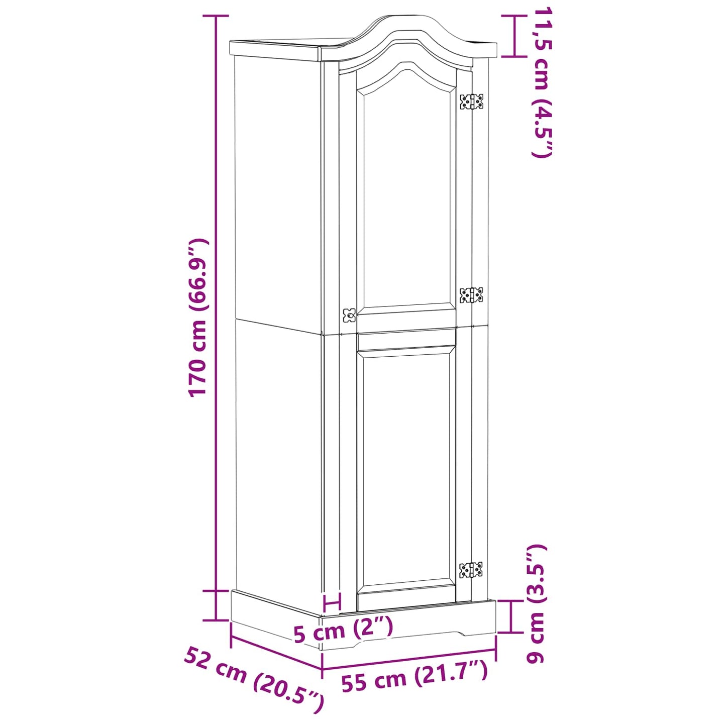 Armadi con lo scaffale Bianco 55 x 52 x 170 cm Pino massello | homemem39