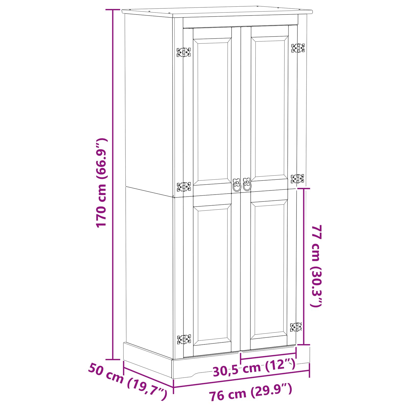 Armadi con lo scaffale Bianco 76 x 50 x 170 cm Pino massello | homemem39