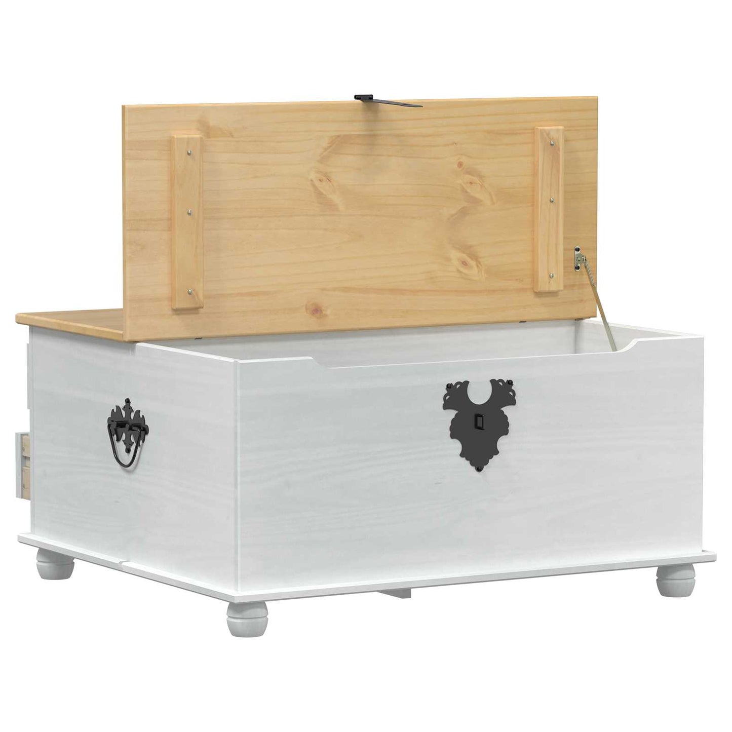 storage box con cassetto Bianco 90 x 78 x 45 cm Pino massello | homemem39