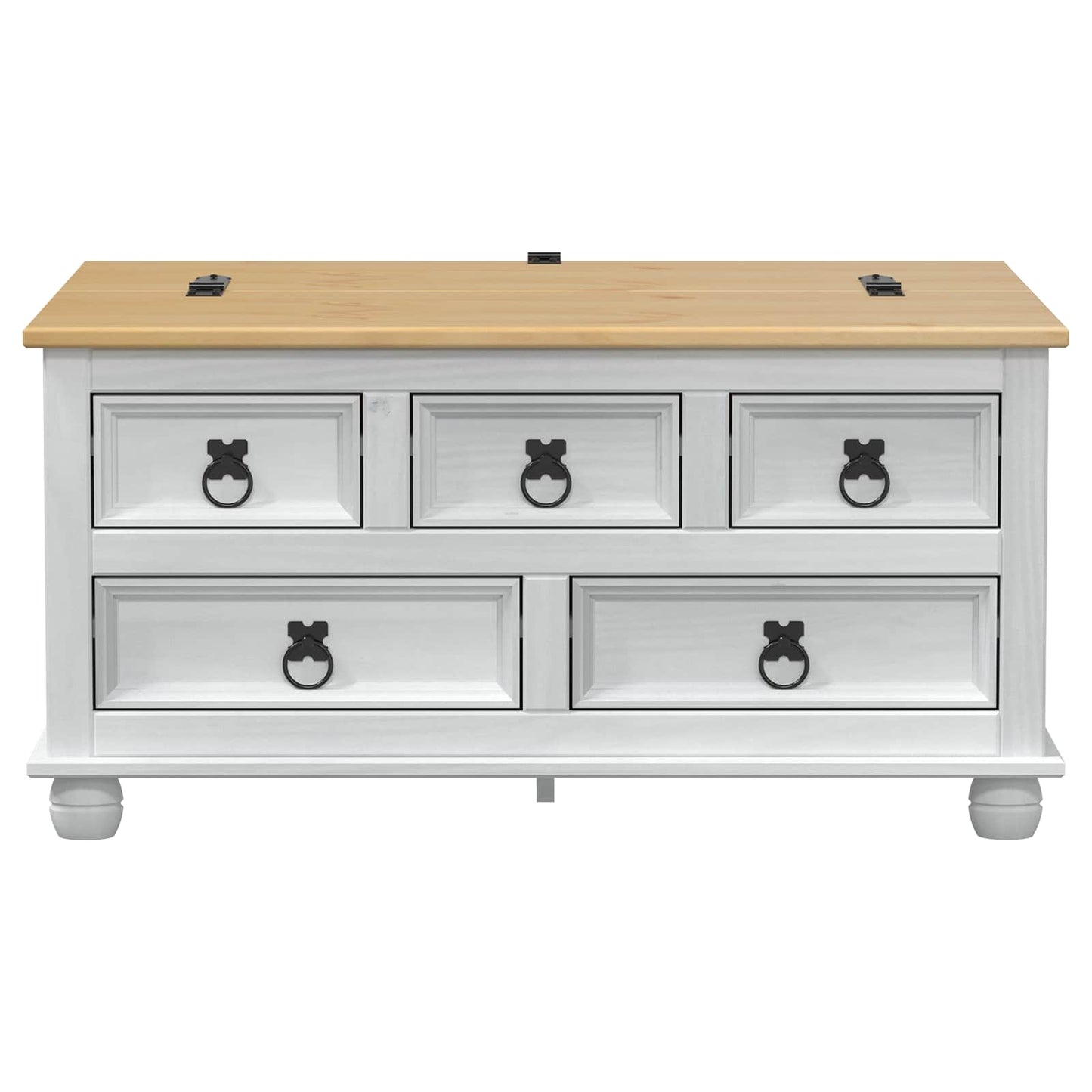 storage box con cassetto Bianco 90 x 78 x 45 cm Pino massello | homemem39