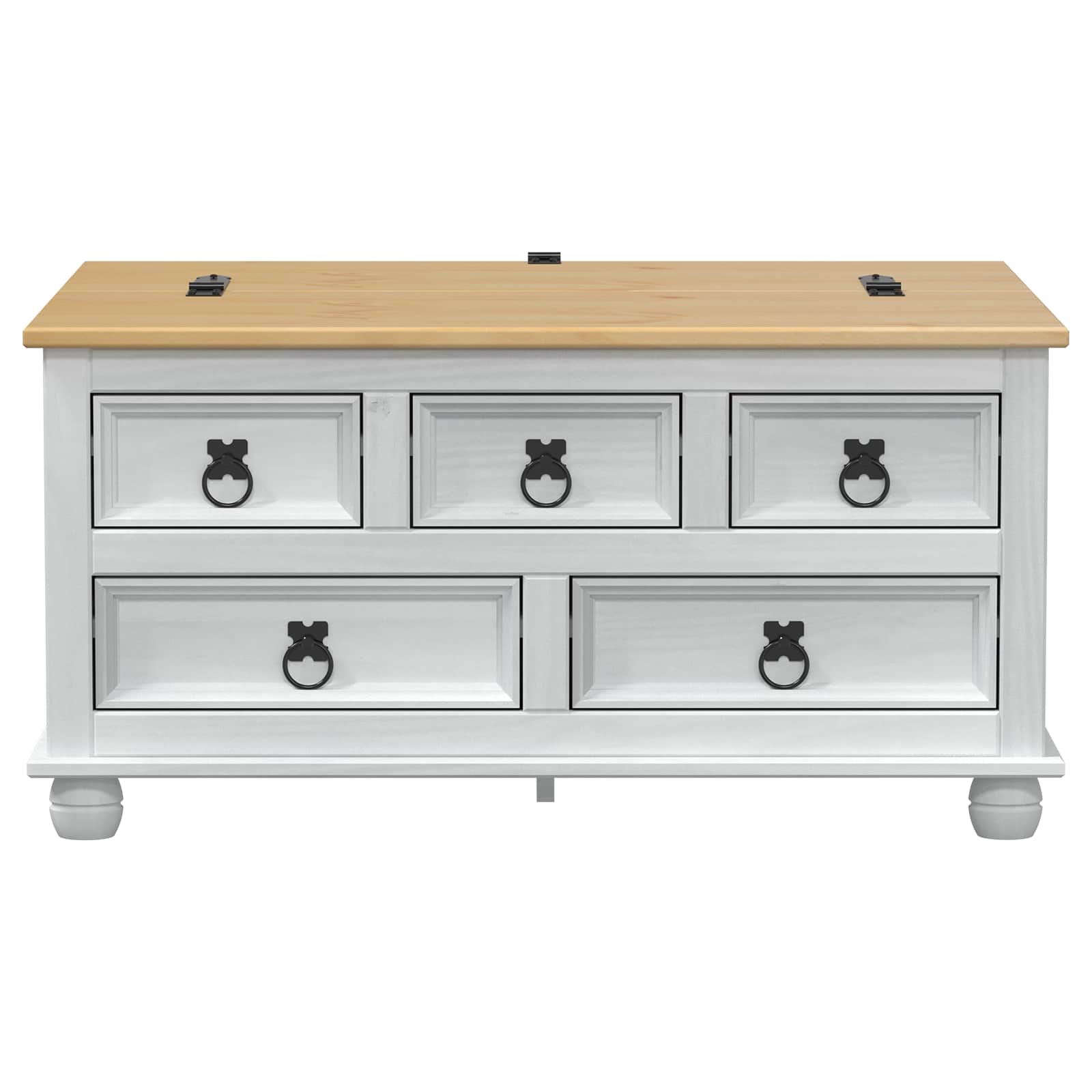 storage box con cassetto Bianco 90 x 78 x 45 cm Pino massello | homemem39