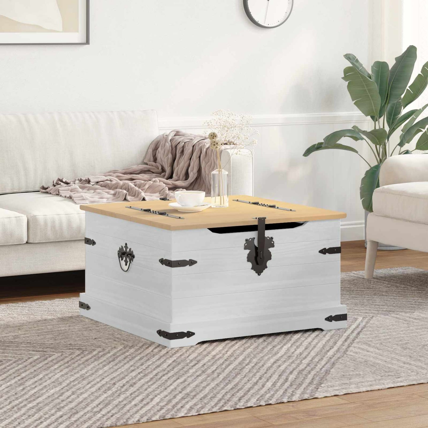 storage box Bianco 78 x 78 x 45 cm Pino massello