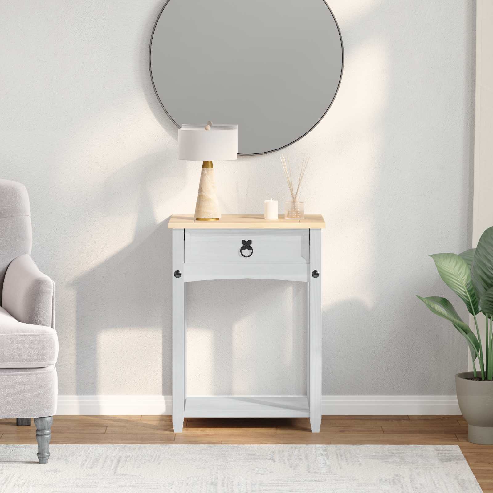 Tavolo Consolle Bianco 55 x 35 x 73 cm Pino massello | homemem39