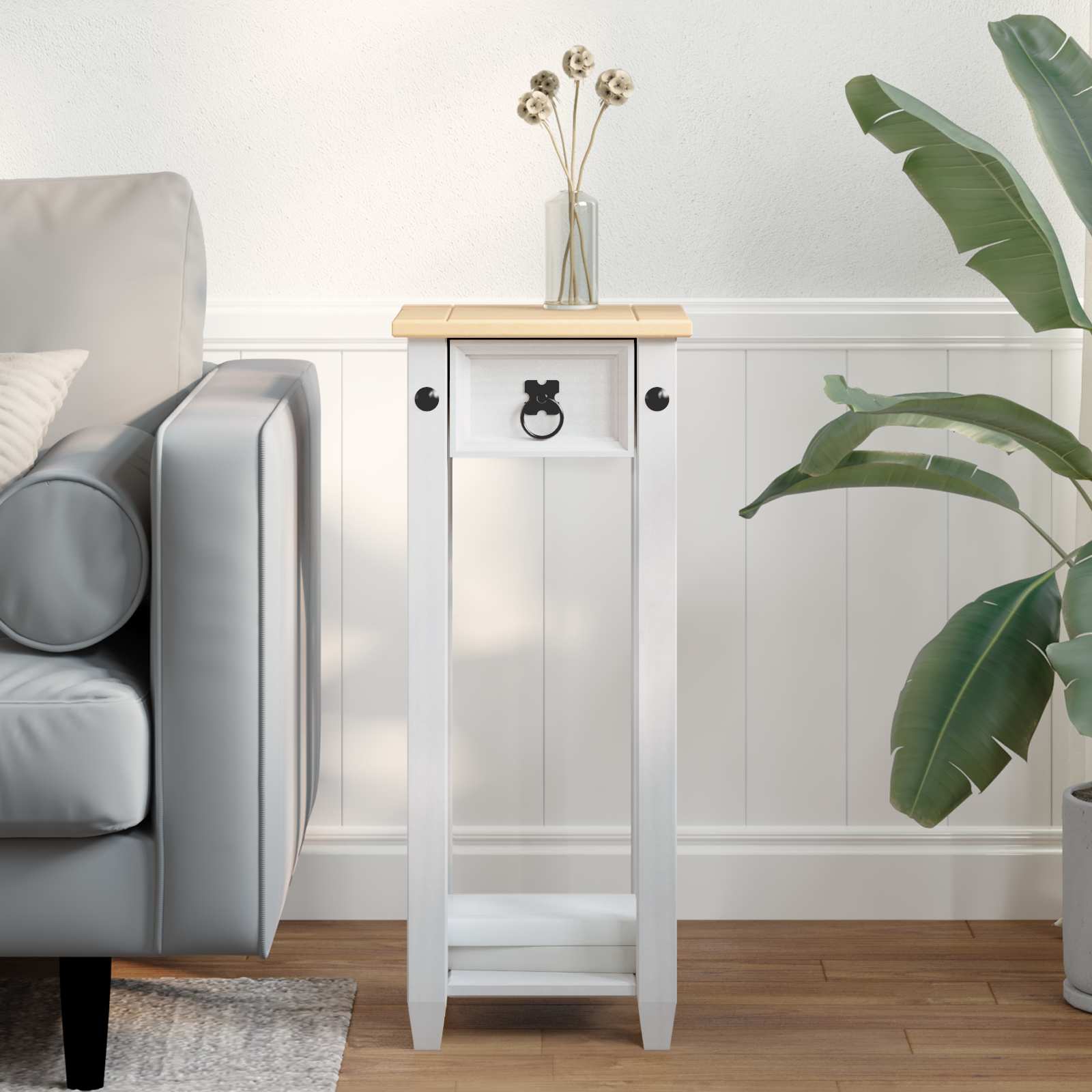 Supporto per piante Bianco 30 x 30 x 73 cm Pino massello | homemem39