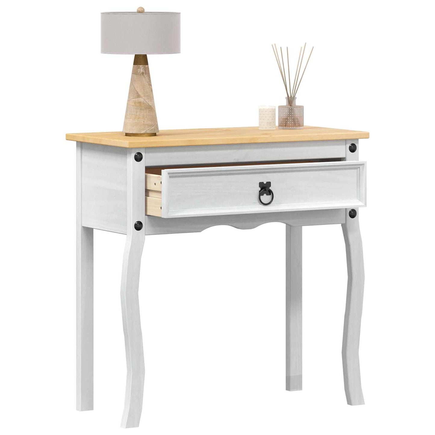 Tavolo Consolle Bianco 73 x 35 x 73 cm Pino massello | homemem39