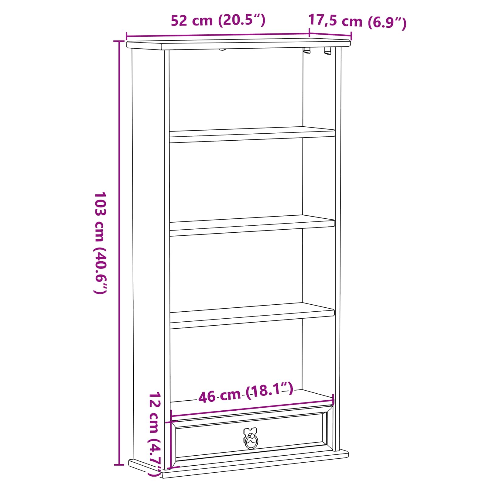 Mobile per CD Bianco 52 x 17.5 x 103 cm Pino massello | homemem39