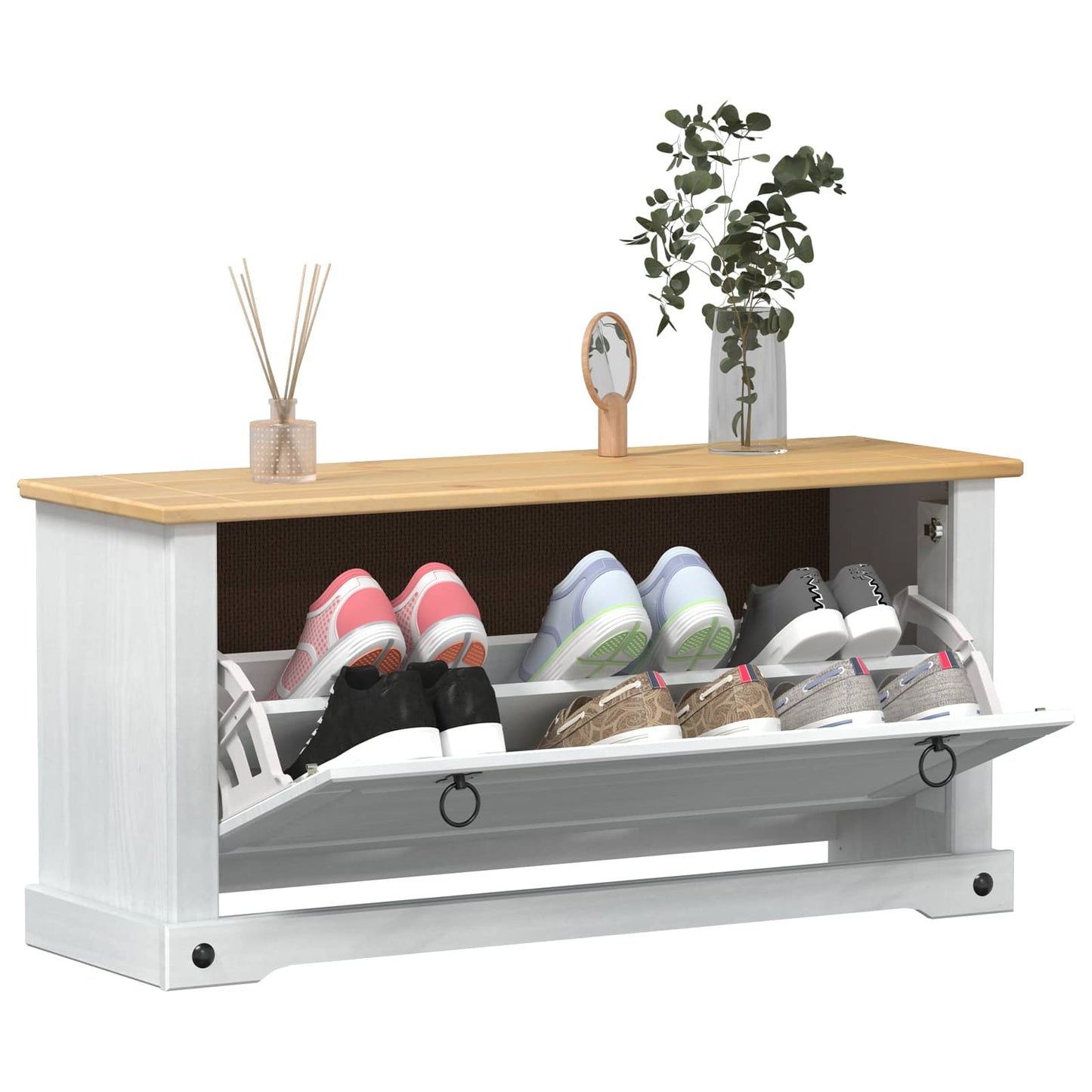 Mobile per scarpe Corona Bianco 99 x 32 x 49 cm Pino massello | homemem39