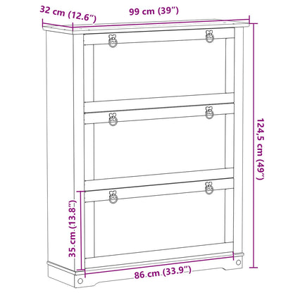 Mobile per scarpe Corona Bianco 99 x 32 x 122 cm Pino massello | homemem39