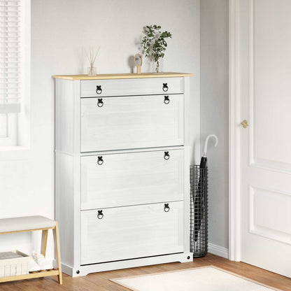 Mobile per scarpe Corona Bianco 99 x 32 x 138 cm Pino massello | homemem39