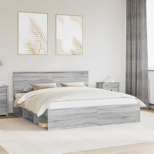 Struttura del letto con testiera Grigio Sonoma 200 x 200 cm | homemem39