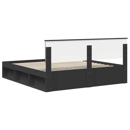Struttura del letto Nero 180 x 200 cm Legno multistrato | homemem39