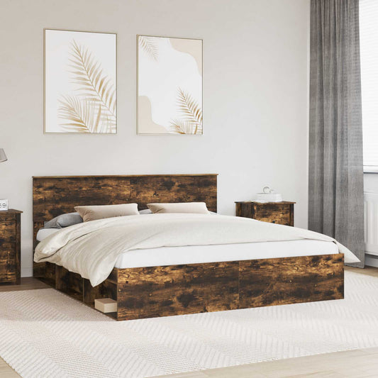 Struttura del letto Rovere fumé 180 x 200 cm Legno multistrato | homemem39