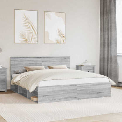Struttura del letto con testiera Grigio Sonoma 180 x 200 cm | homemem39