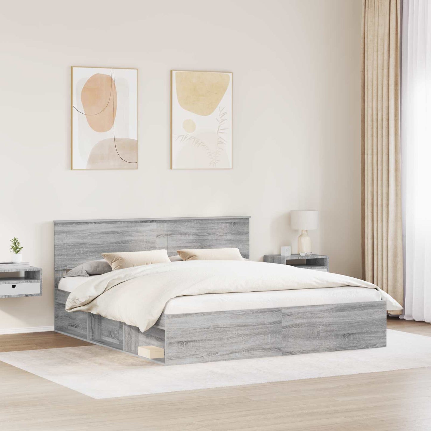 Struttura del letto con testiera Grigio Sonoma 180 x 200 cm | homemem39