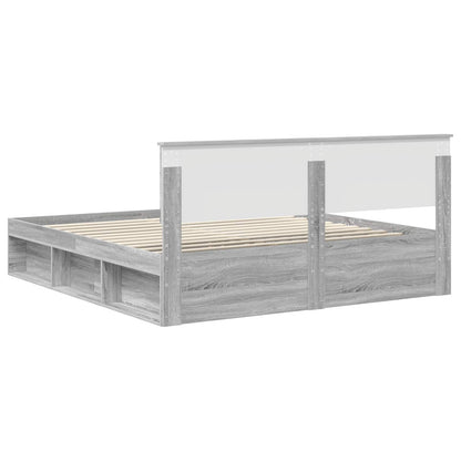 Struttura del letto con testiera Grigio Sonoma 180 x 200 cm | homemem39