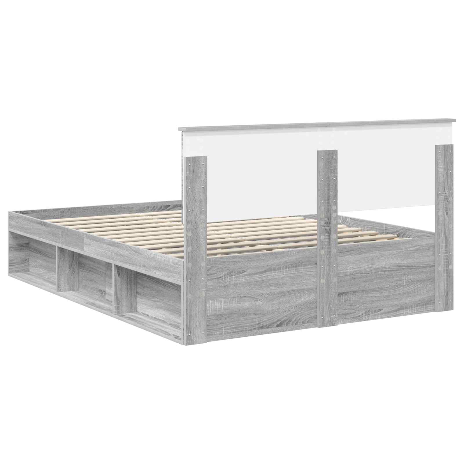 Struttura del letto con testiera Grigio Sonoma 160 x 200 cm | homemem39