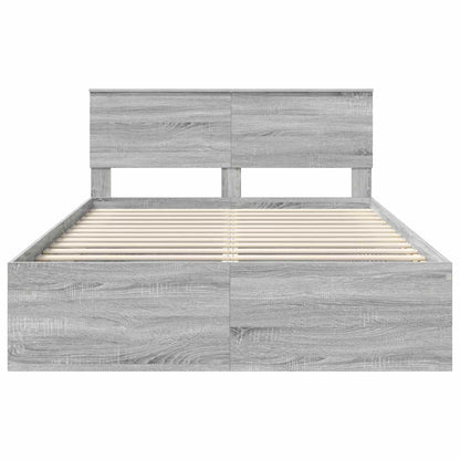 Struttura del letto con testiera Grigio Sonoma 160 x 200 cm | homemem39