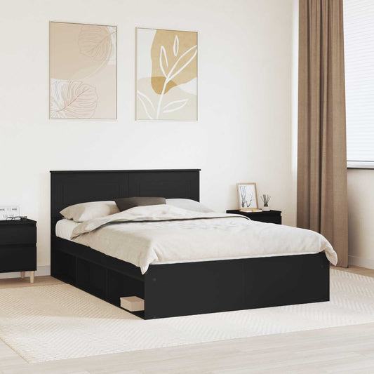 Struttura del letto Nero 150 x 200 cm Legno multistrato | homemem39