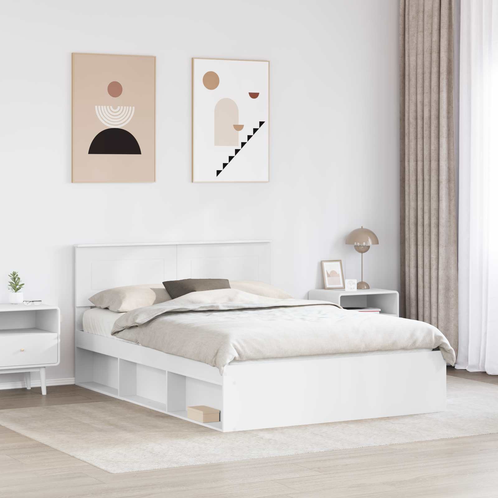 Struttura del letto Bianco 140 x 190 cm Legno multistrato | homemem39