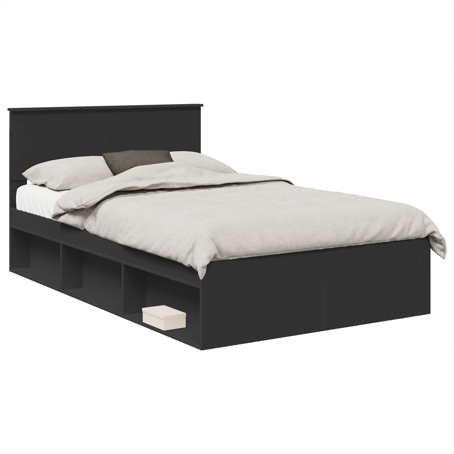 Struttura del letto Nero 135 x 190 cm Legno multistrato | homemem39
