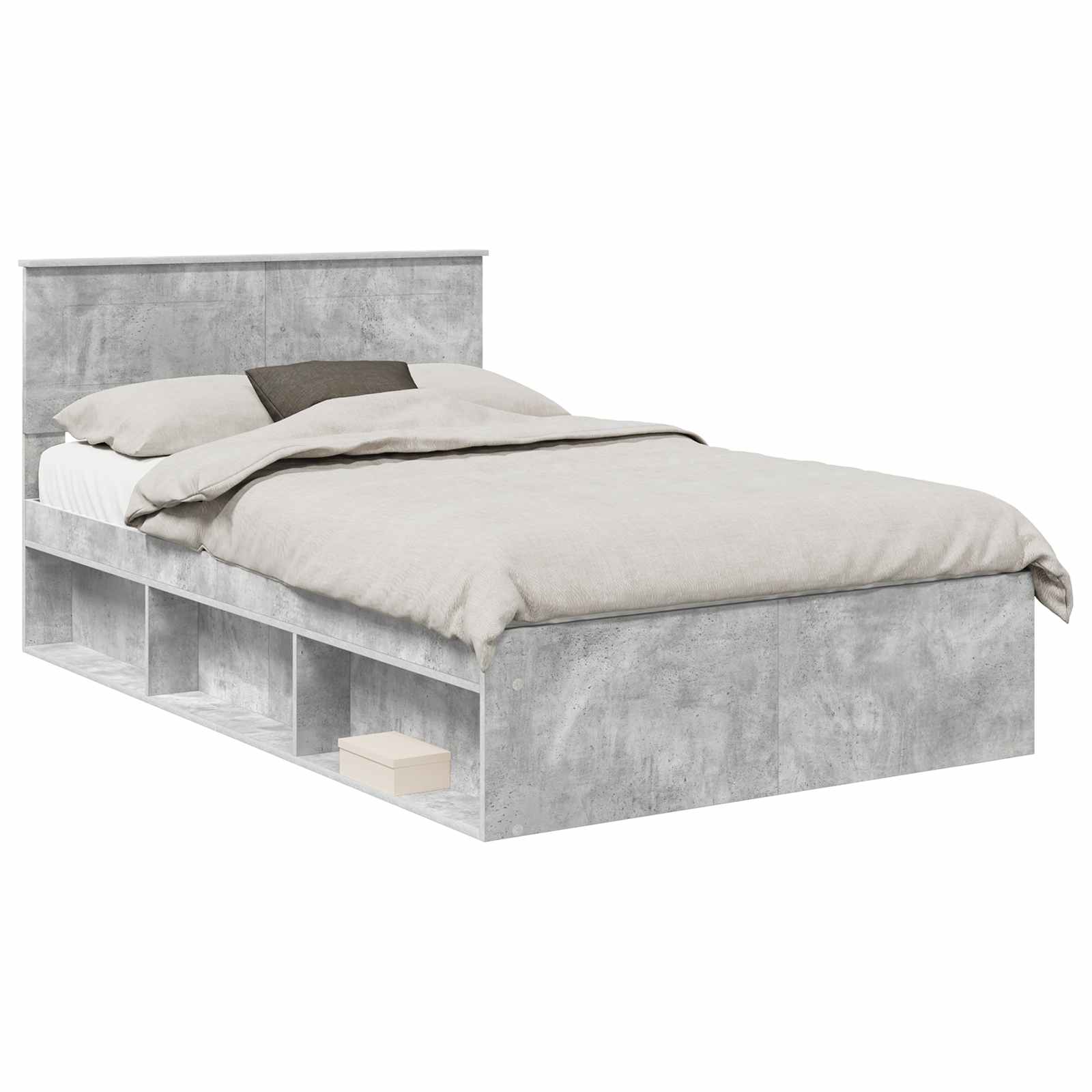 Struttura del letto con testiera Grigio Concretè 135 x 190 cm | homemem39