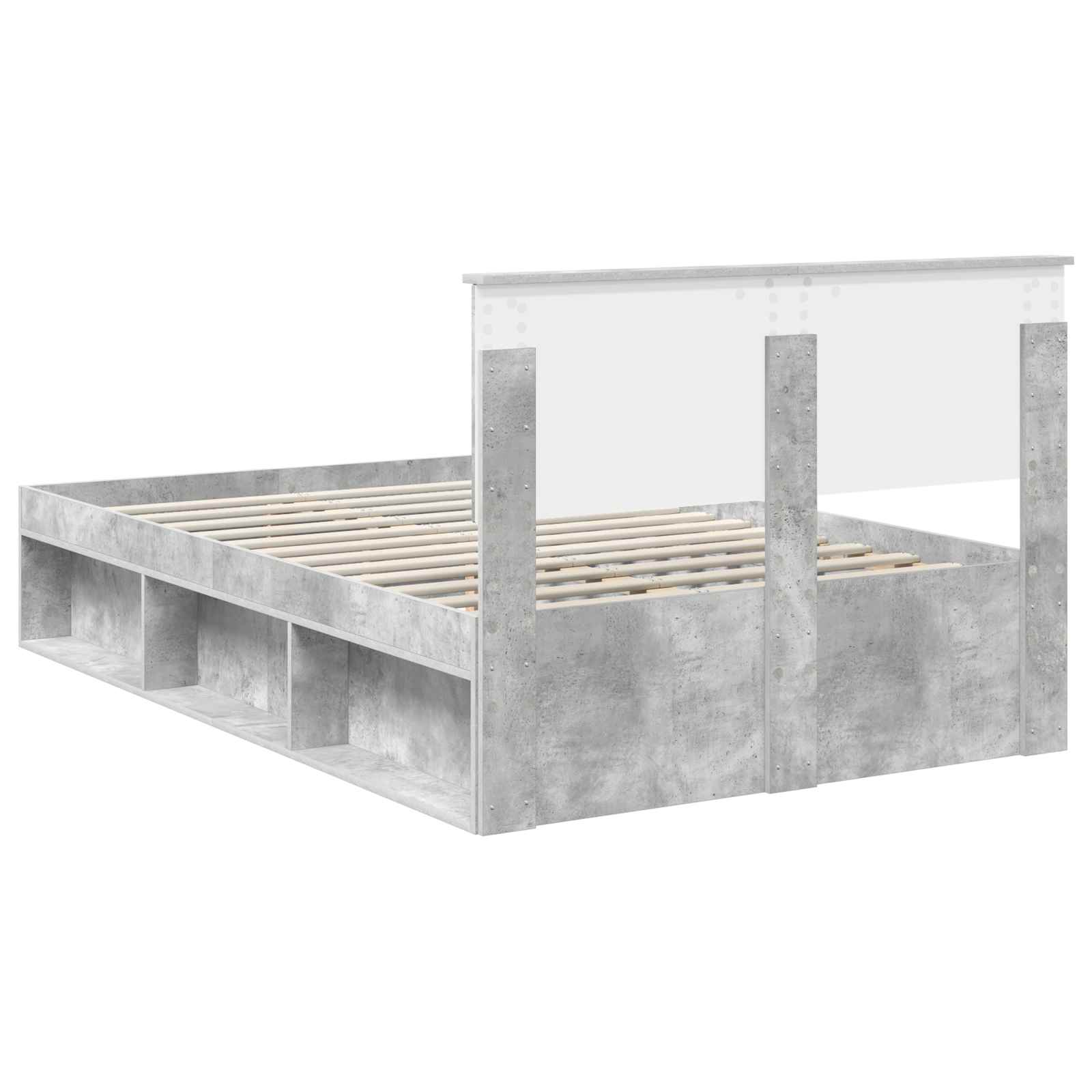 Struttura del letto con testiera Grigio Concretè 135 x 190 cm | homemem39