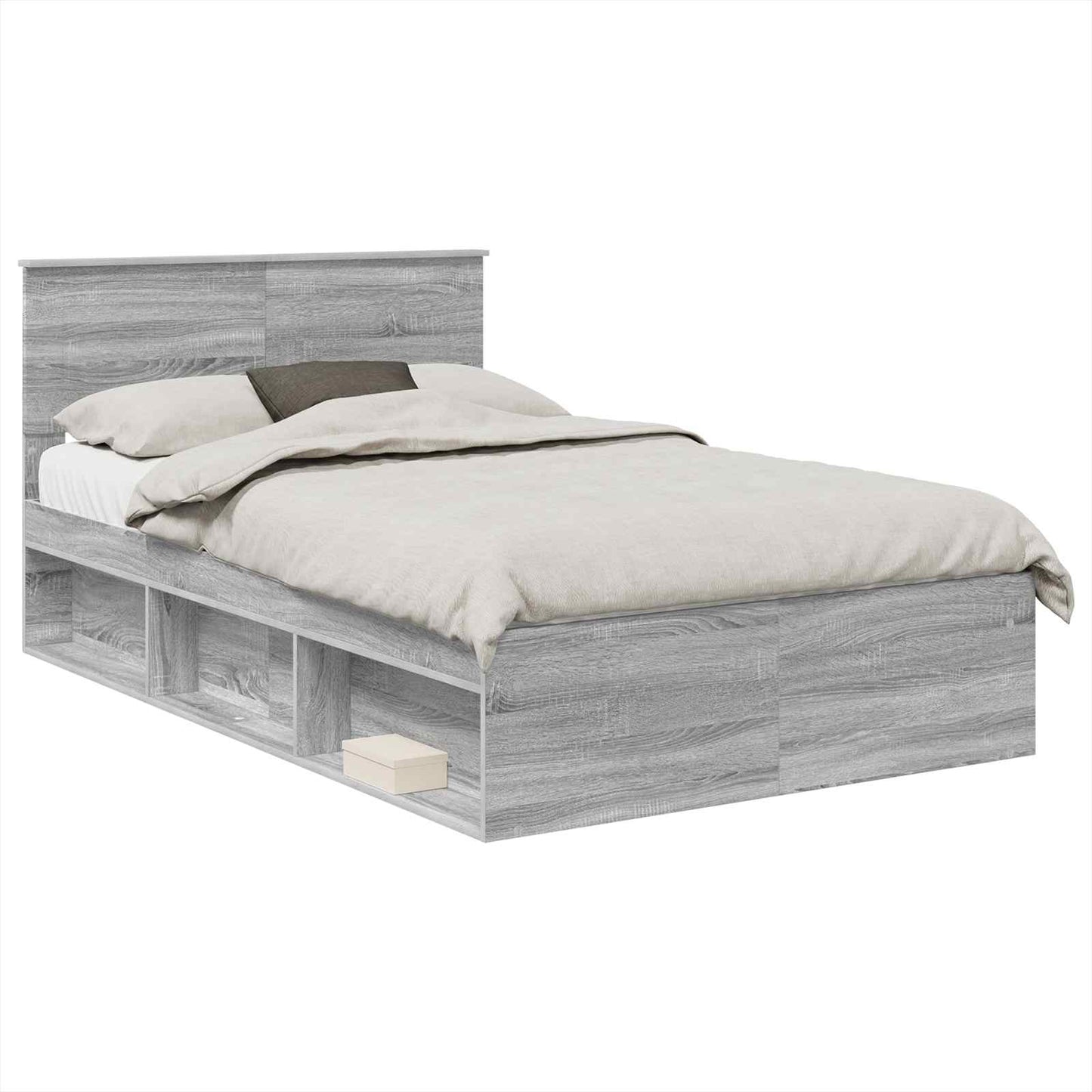 Struttura del letto con testiera Grigio Sonoma 135 x 190 cm | homemem39