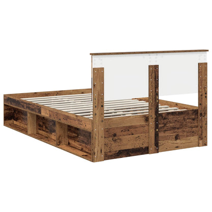 Struttura del letto con testiera Legno vecchio 135 x 190 cm | homemem39
