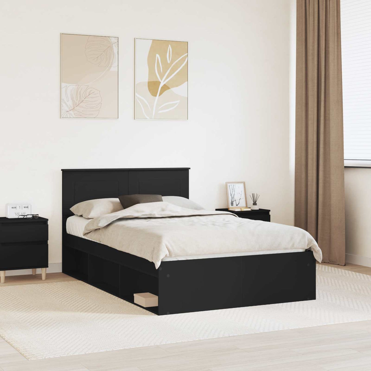 Struttura del letto Nero 120 x 200 cm Legno multistrato | homemem39