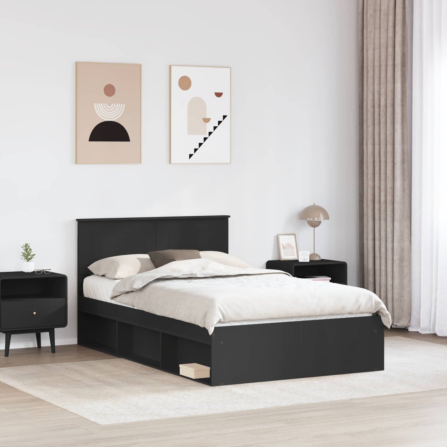 Struttura del letto Nero 120 x 200 cm Legno multistrato | homemem39