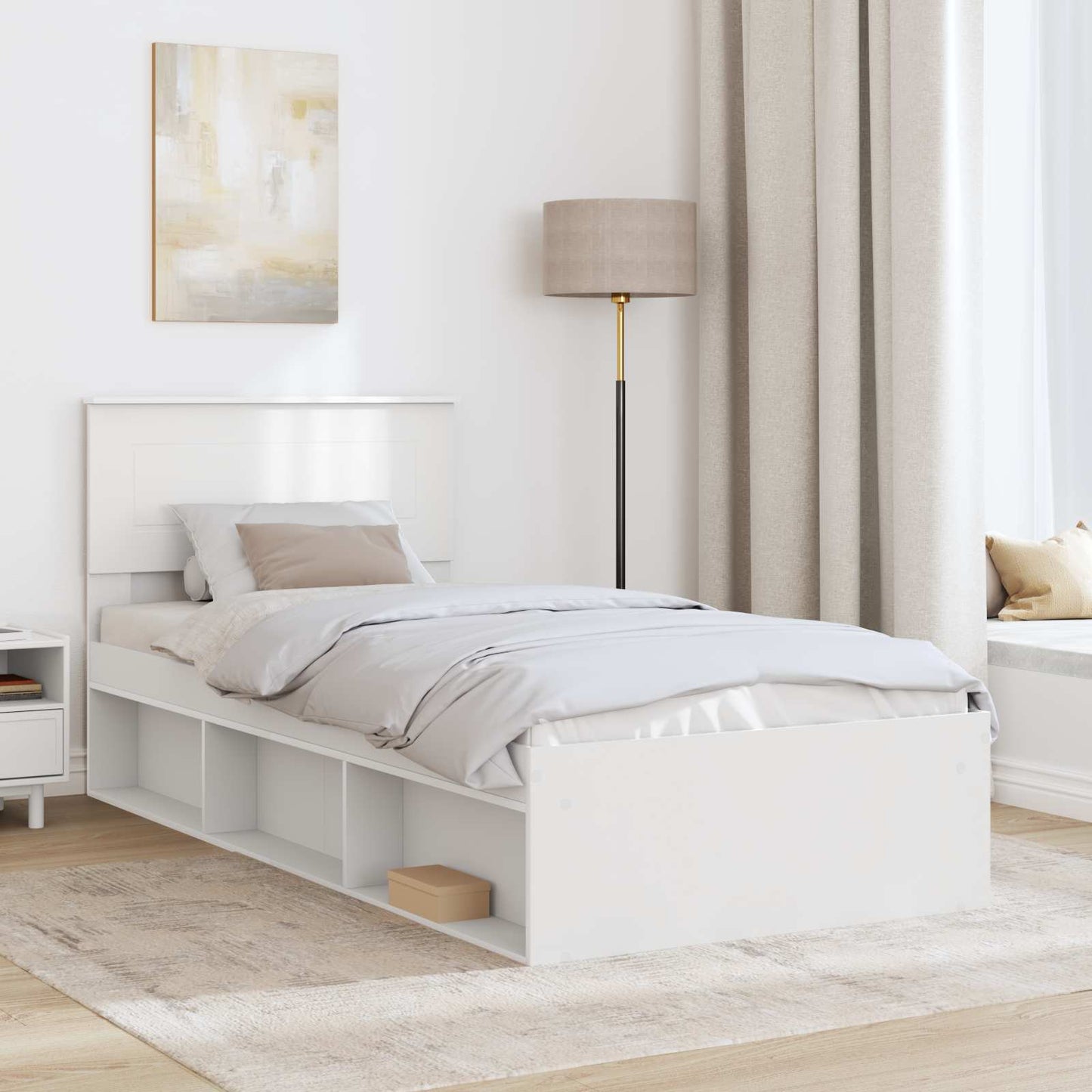 Struttura del letto Bianco 90 x 190 cm Legno multistrato | homemem39