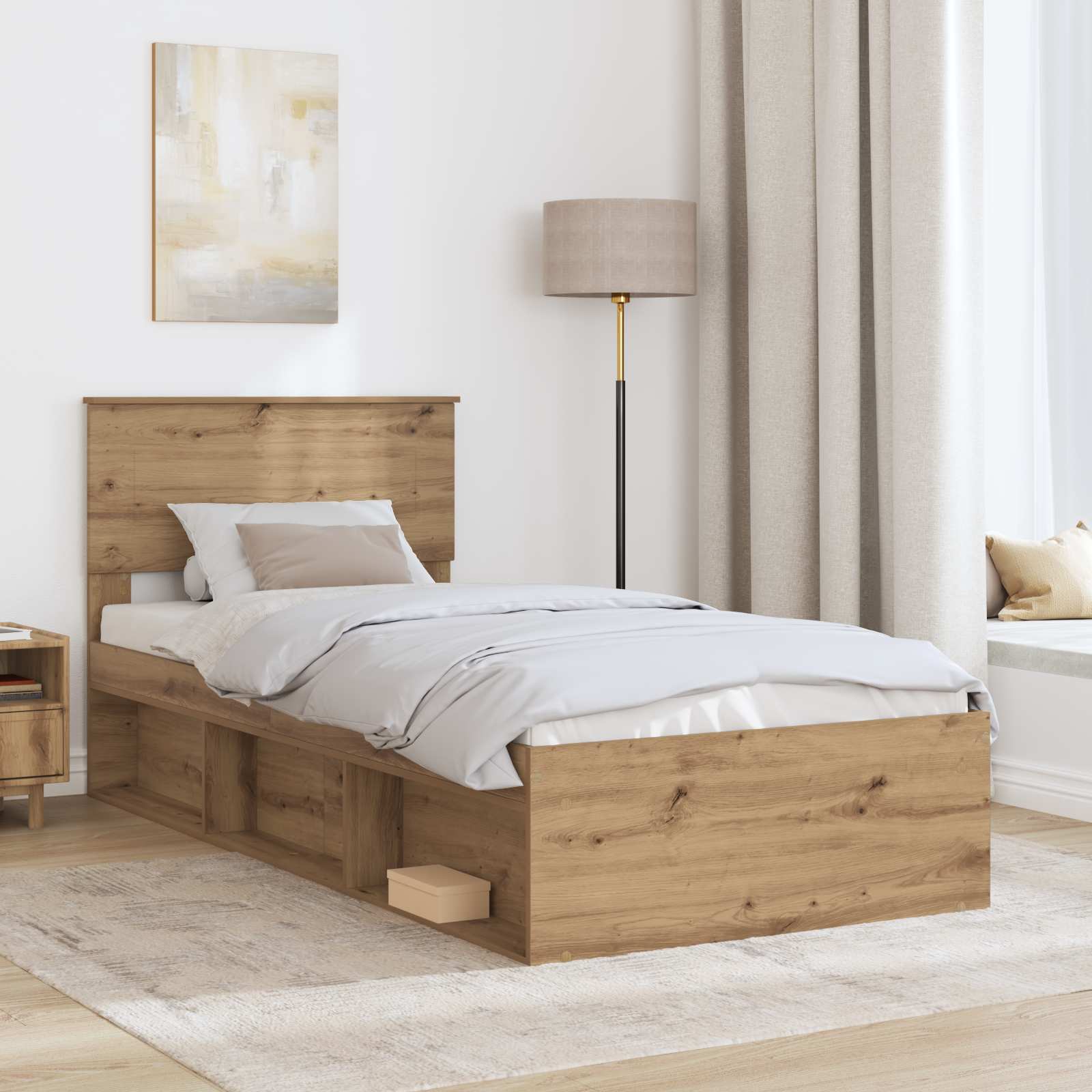 Struttura del letto con testiera Rovere Artigianale 90 x 190 cm | homemem39