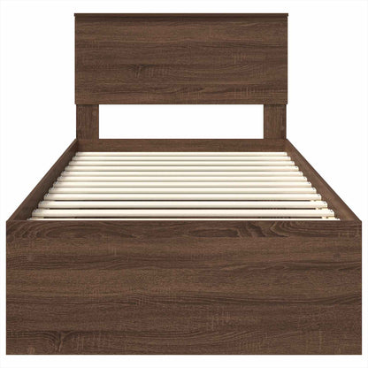 Struttura del letto con testiera Rovere Marrone 75 x 190 cm | homemem39