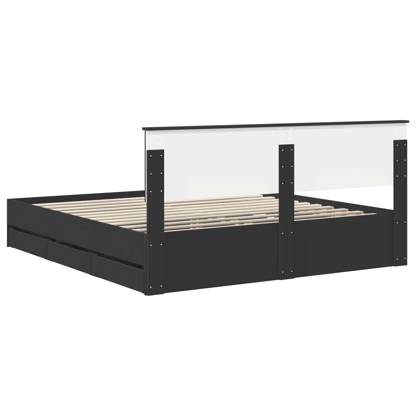 Struttura del letto Nero 200 x 200 cm Legno Ingegnerizzato | homemem39