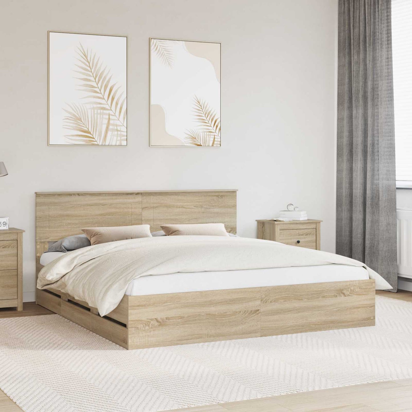 Struttura del letto con cassetto Rovere Sonoma 200 x 200 cm | homemem39