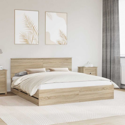 Struttura del letto con cassetto Rovere Sonoma 200 x 200 cm | homemem39