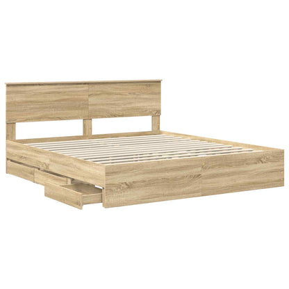 Struttura del letto con cassetto Rovere Sonoma 200 x 200 cm | homemem39