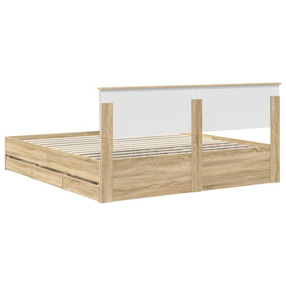 Struttura del letto con cassetto Rovere Sonoma 200 x 200 cm - homemem39
