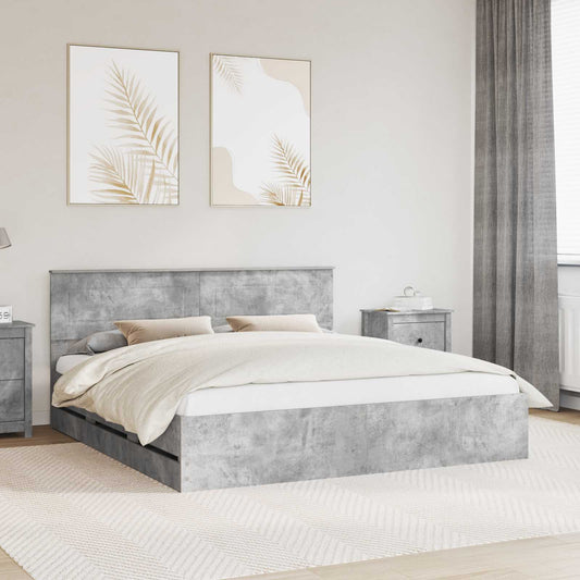 Struttura del letto con cassetto Grigio cemento 200 x 200 cm | homemem39