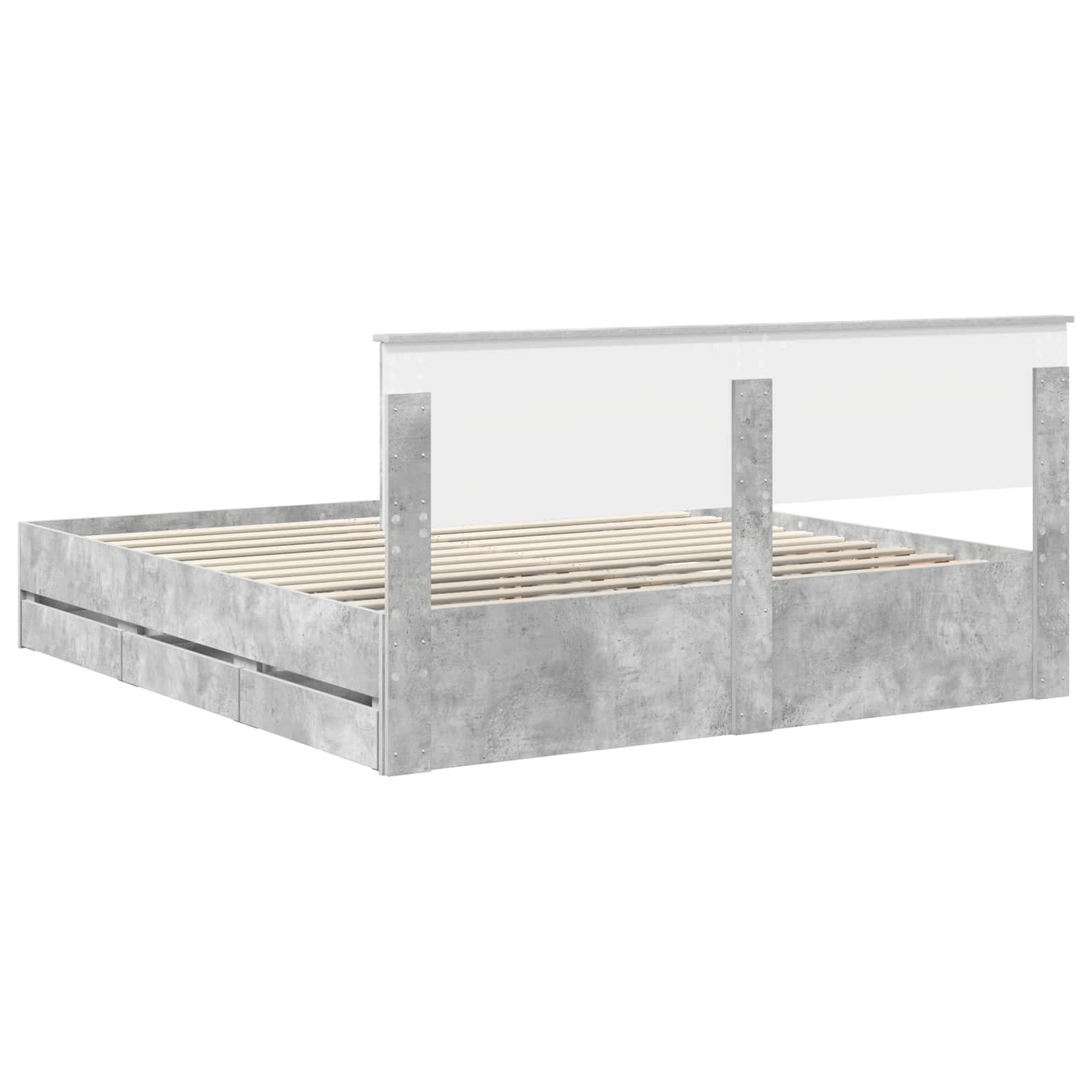 Struttura del letto con cassetto Grigio cemento 200 x 200 cm | homemem39